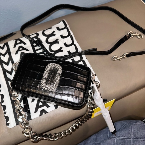 SALE❗️RARE THE MARC JACOBS SNAPSHOT CROC EMBOSSED BAG CHAIN &LEATHER STRAP - Picture 6 of 17